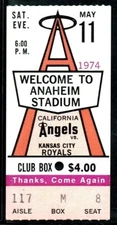 1974 BASEBALL TICKET ROYALS ANGELS GEORGE BRETT ROOKIE RC HOF RUN #5/JERSEY #5