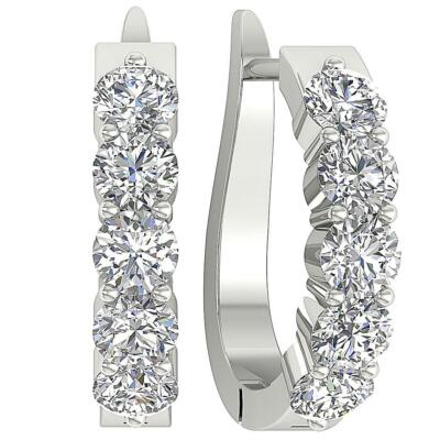 Ovale Creolen Ohrring 1,25 Karat I1 G natürlicher Diamant 0,60 Zoll 14K Gelbgold