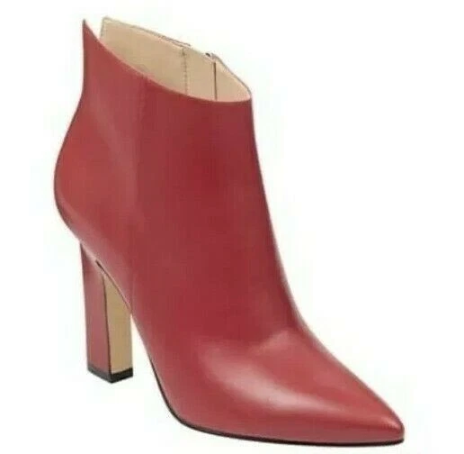 NIB MARC FISHER Mella Red Leather Pointed Toe Rectangle Heel