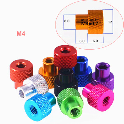 M4 Aluminium Alloy Hohe Form Rändelmutter Durch Loch Handknauf Muttern Nuts
