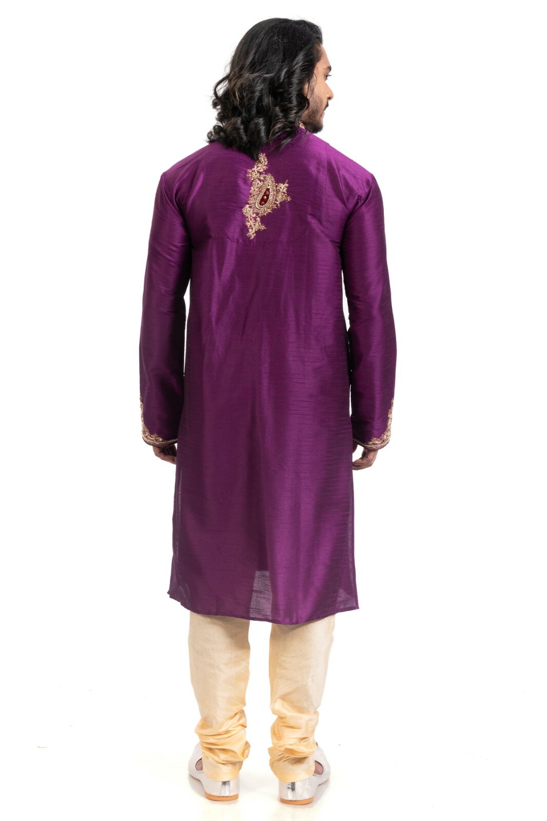 как выглядит itailorman Design Indian Ethnic Purple Kurta Churidar for Men 2pc фото