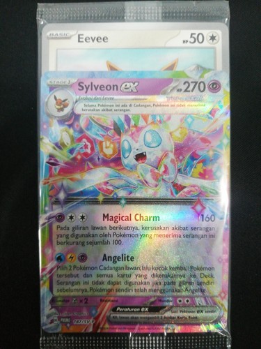 Sylveon ex  Terastal  FOIL and Evee Sealed Promo Tactical Deck Pokemon Indonesia
