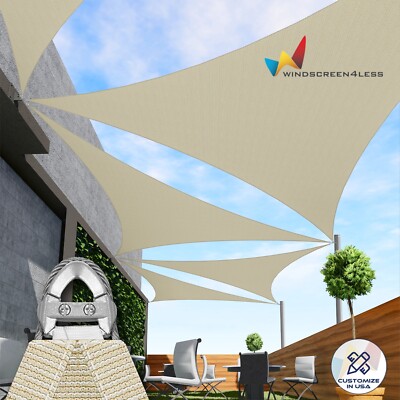 28/29/30FT Beige Sun Shade Sail Triangle Outdoor with Steel Cable 260GSM