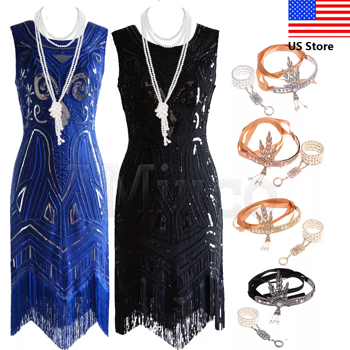 Luxury 1920s Great Gatsby Charleston Dresses Flapper Fringe Vintage eBay