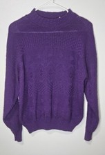 Purple Vtg Carolina Colours Knit Sweater 100% Acrylic Geometric Made In USA