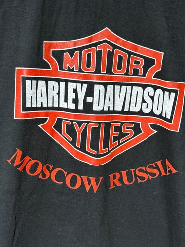 T-shirt Harley Davidson Moscow Russia, uomo taglia 2XL, nera, decalcomanie luminose, nuova con etichette - Foto 4 di 5