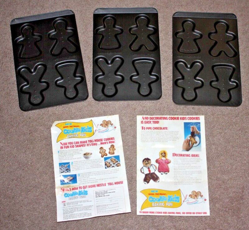 Nestle Cookie Kids Non-Stick Metal Baking Pan Girls & Boys, New, Lot of 3