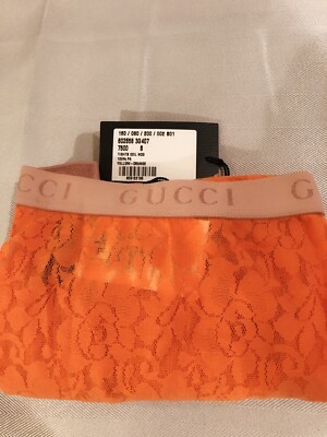 NWT 100% Authentic GUCCI Orange Brocade Floral pattern Lace