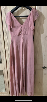 Solid Ruffle Trim Tie Front Asymmetrical Bridesmaid Dress | eBay UK
