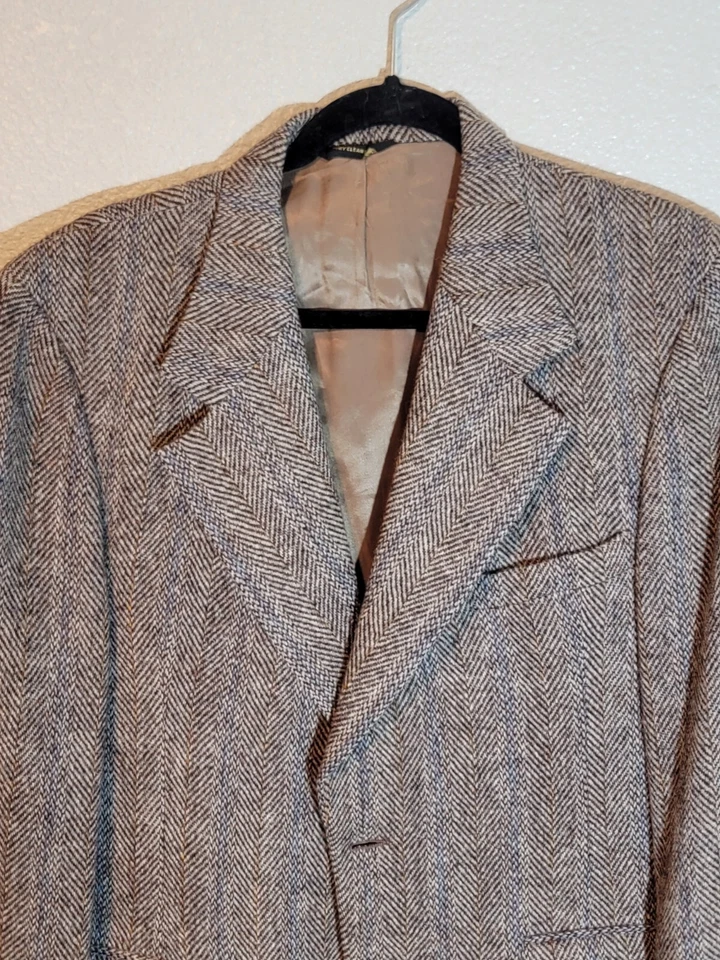 Blazer Harris Tweed Traje Chaqueta Hombre Talla 42R Lana 100% Bolsillos Marrón Foto 4 de 4