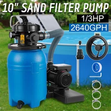 Sand Filter Above Ground with 1/3HP Pool Pump 2640GPH Flow 10" 6-Way Valve