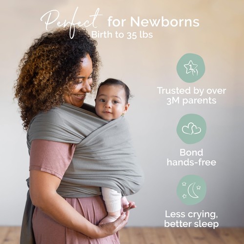 Boba Baby Wrap Carrier - Original Baby Carrier Wrap, Baby Sling for Newborns - - Picture 2 of 9