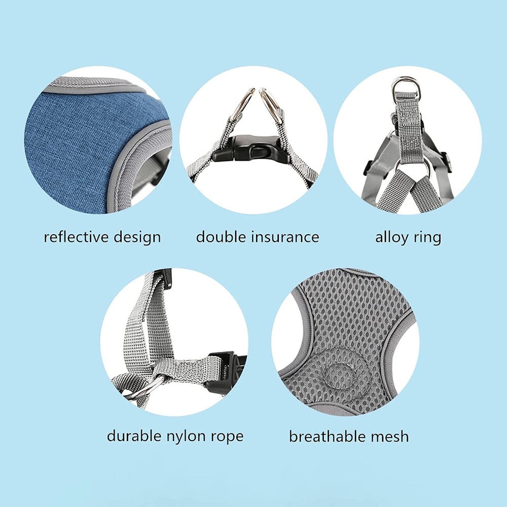 Dog Harness Set, No Pull Adjustable Step-in Collar for Dogs (M, Gray) Dog Harness Set, No Pull Adjustable Step-in Collar for Dogs (M, Gray)