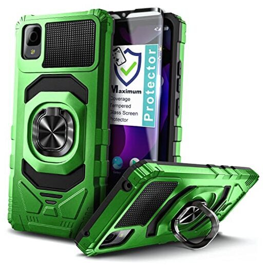NZND Case for TCL 30Z (T602DL), TCL 30 LE (Verizon) with Tempered Glass Green