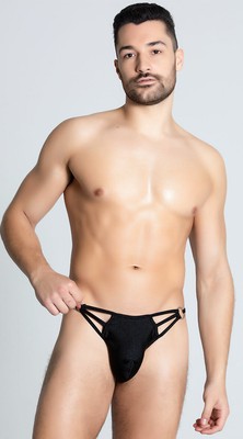 G-thong w/straps rings Black s/m (d) (845830040549)