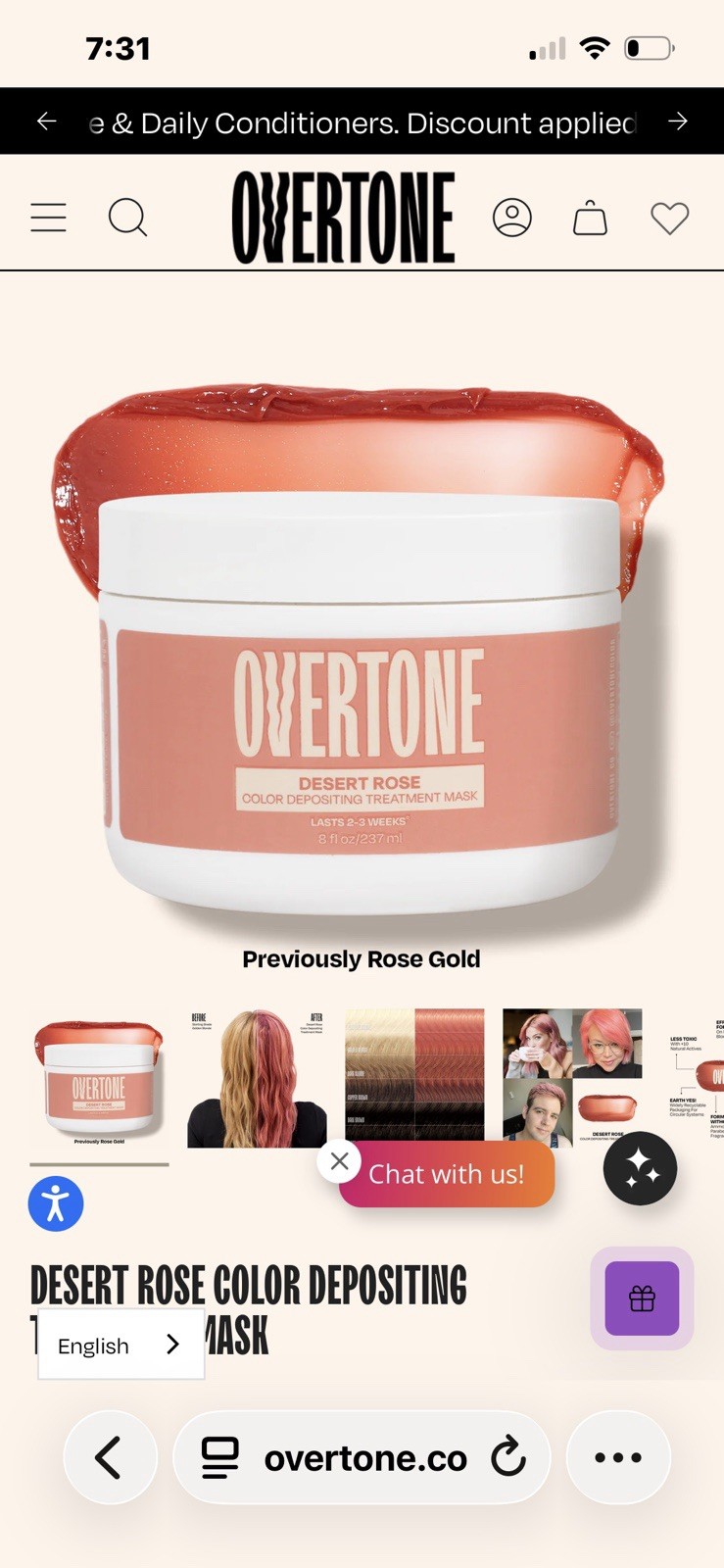 Overtone Rose Gold Desert Rose Conditioning Hair Color