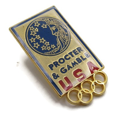 Vintage P&G Olympic USA Sponsor Pin Procter & Gamble Man in the Moon Logo Lapel