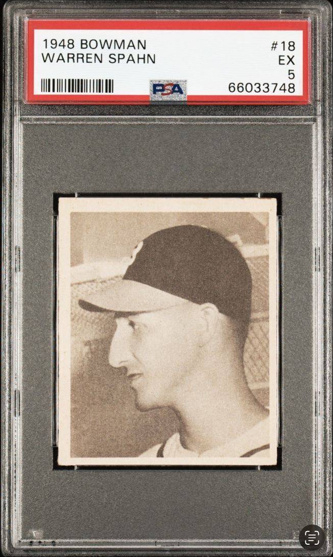 WARREN SPAHN 1948 BOWMAN BASEBALL BRAVES #18 PSA 5 * Q6995