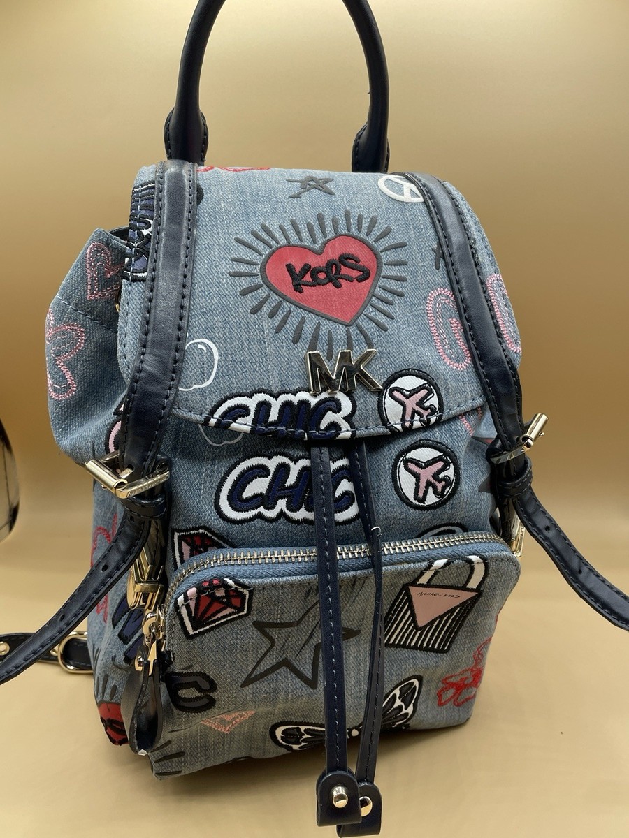 MICHAEL KORS Blue Denim BEACON Small Mini Backpack Purse  display picture 3