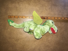 Vintage 1980 Dakin Green Dragon Dinosaur Dragonwick Puff Stuffed Animal Plush