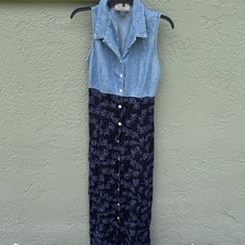 Vintage EXP Jeans By Express Womens Dress Size 13/14 Cotton Denim Top Made USA
