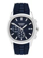 Sekonda Octaire 40 Mm Herren TV Silber Chronograph Uhr Mit Blauem Armband