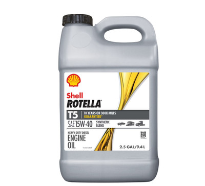 Shell Rotella T5 Synthetic Blend 15W-40 Diesel Engine Oil, 2.5 Gallon