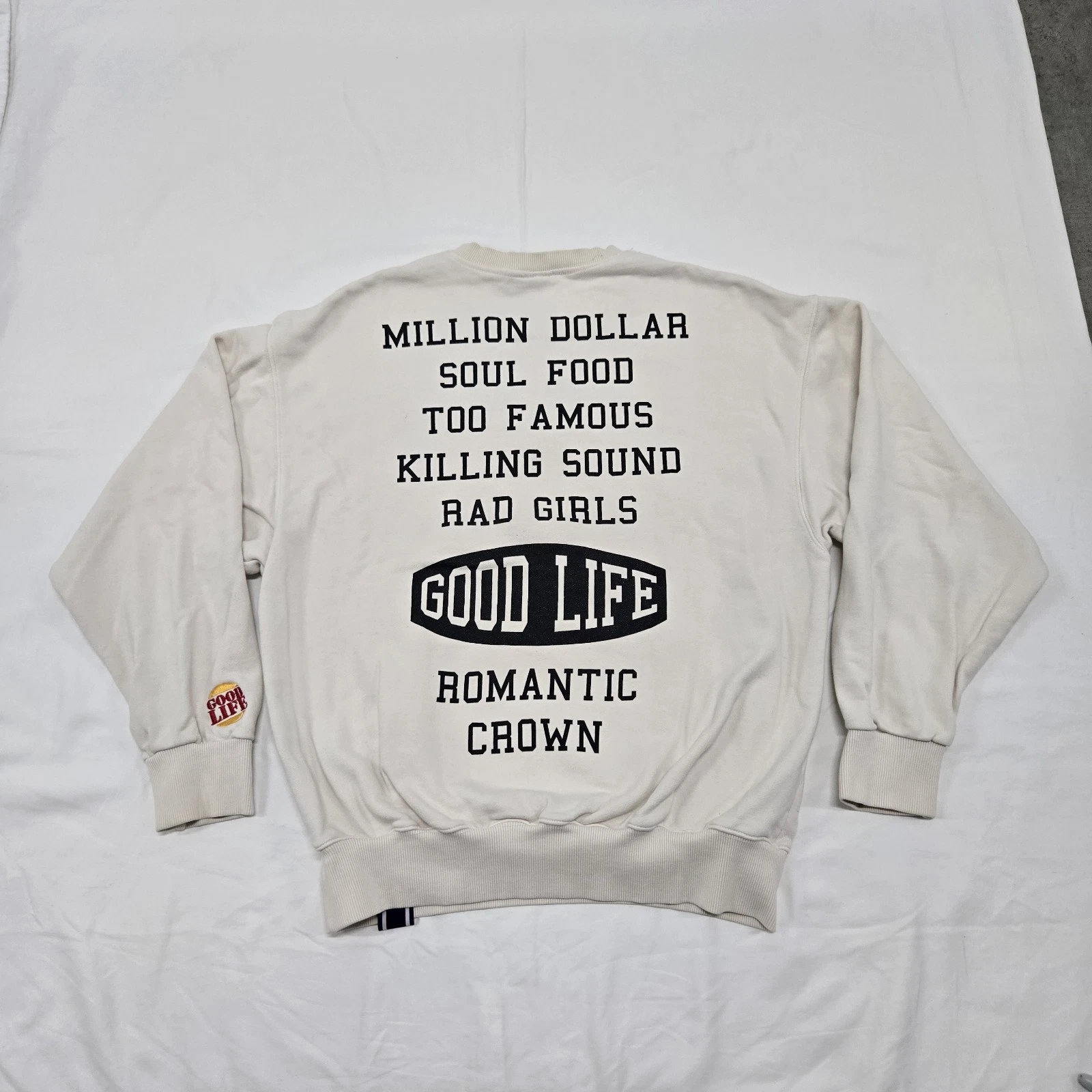 OFF WHITE Maglione Corona Romantico Taglia SMALL Bts V Wear Patata French Fry Cream Felpa