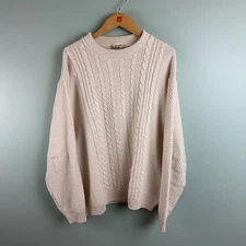 Orton Brothers Co. Large USA Made In Vermont Cable Knit Sweater Cotton Fisherman