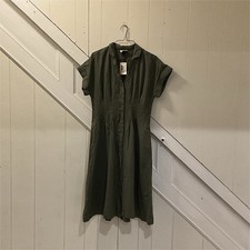 Universal Thread Olive Green Pleated Midi Shirtdress Short Sleeve Size 2