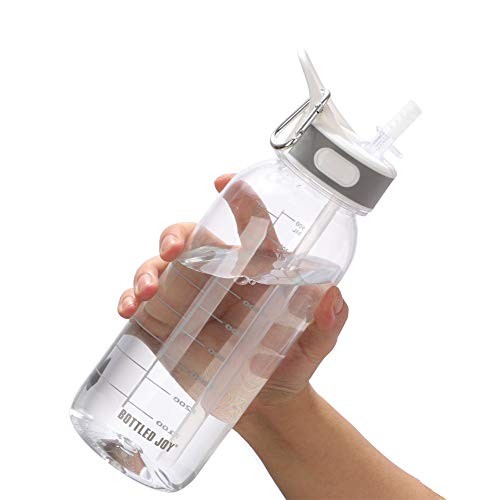 With Straw Reusable Water Bottle Bpa-free 32oz Water 1l Clear