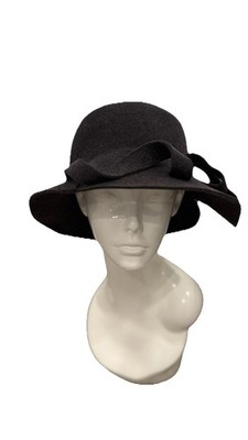 Tonak Fur Felt Cloche Hat Dark Gray Wool Sculptural Women s Hat Size 56