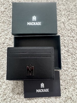 Mackage Credit Card Holder - Black Unisex Genuine Leather Wallet High Quality