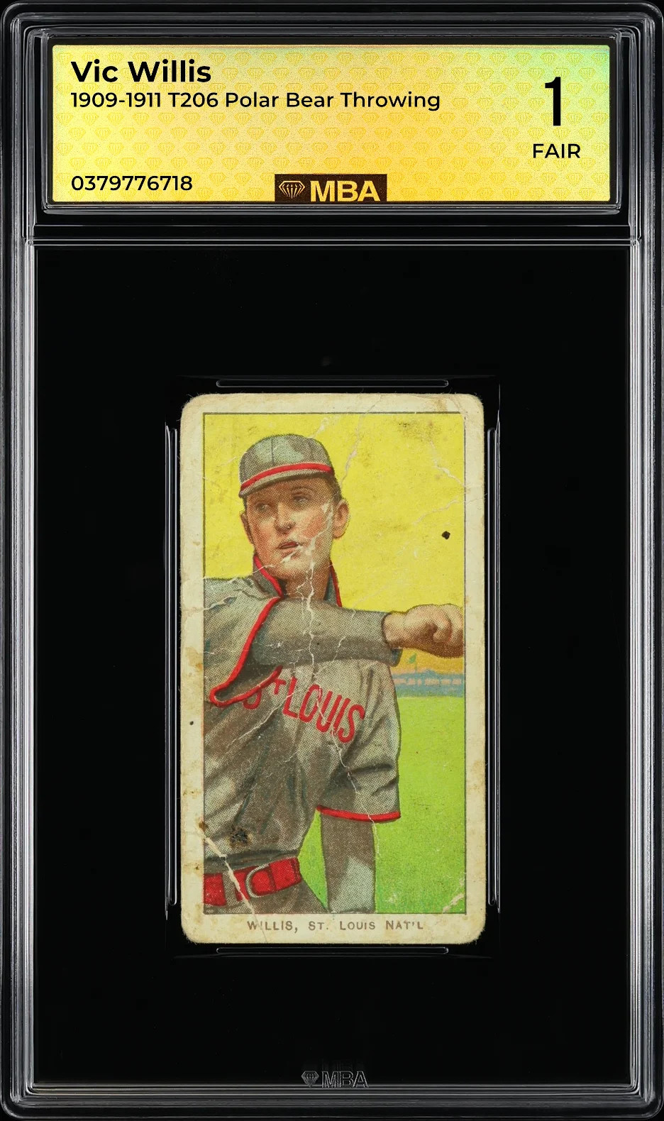 1911 T206 Vic Willis Polar Bear MBA 1