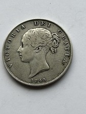 1845 Victoria Silver Half Crown Coin