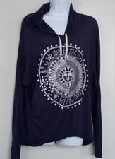 Moonchild Women's Pullover Navy Hoodie Lightweight Long Sleeves Made In USA L