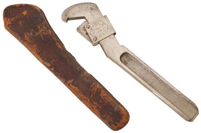 Rare Daniel Carpenter Pat. Bicycle Wrench Unused in Leather Sleeve- mjdtoolparts
