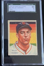 1934-36 Diamond Stars #61 Billie Werber SGC 60 (5) EX      Cert#_8179542-013