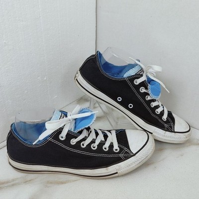 Converse CT All Star Low Sneakers Black Canvas Double Blue Tongue, 8(M) 10(W)