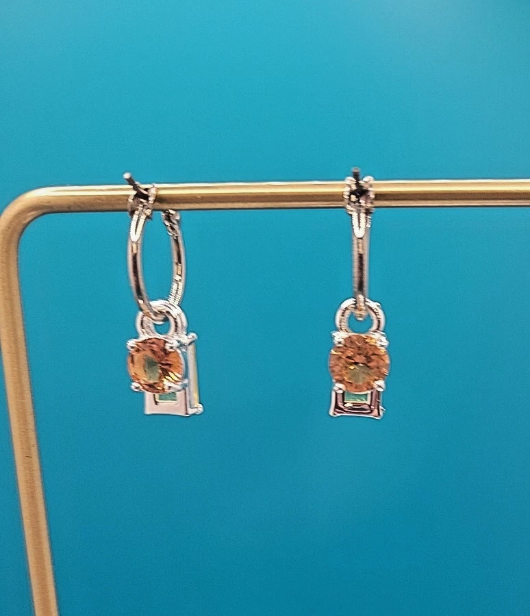 Silvertone Pierced Yellow & Peach Hoop Interchangeable Earrings - Imagem 2 de 4