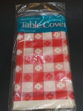 Vtg Red Gingham 54"x96" Table Cover 2 Ply Cut To Fit, New Old Stock Made In USA