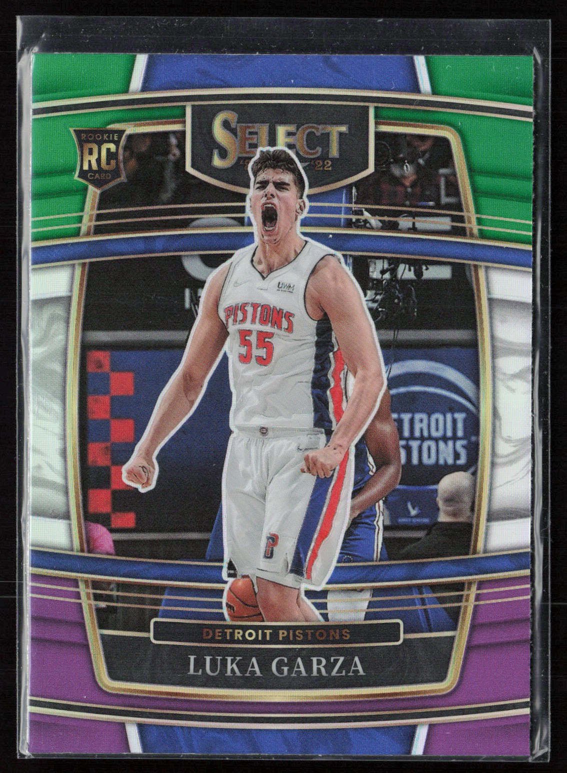 Luka Garza 2021-22 Panini Select #22 Green White Purple Prizms RC Pistons