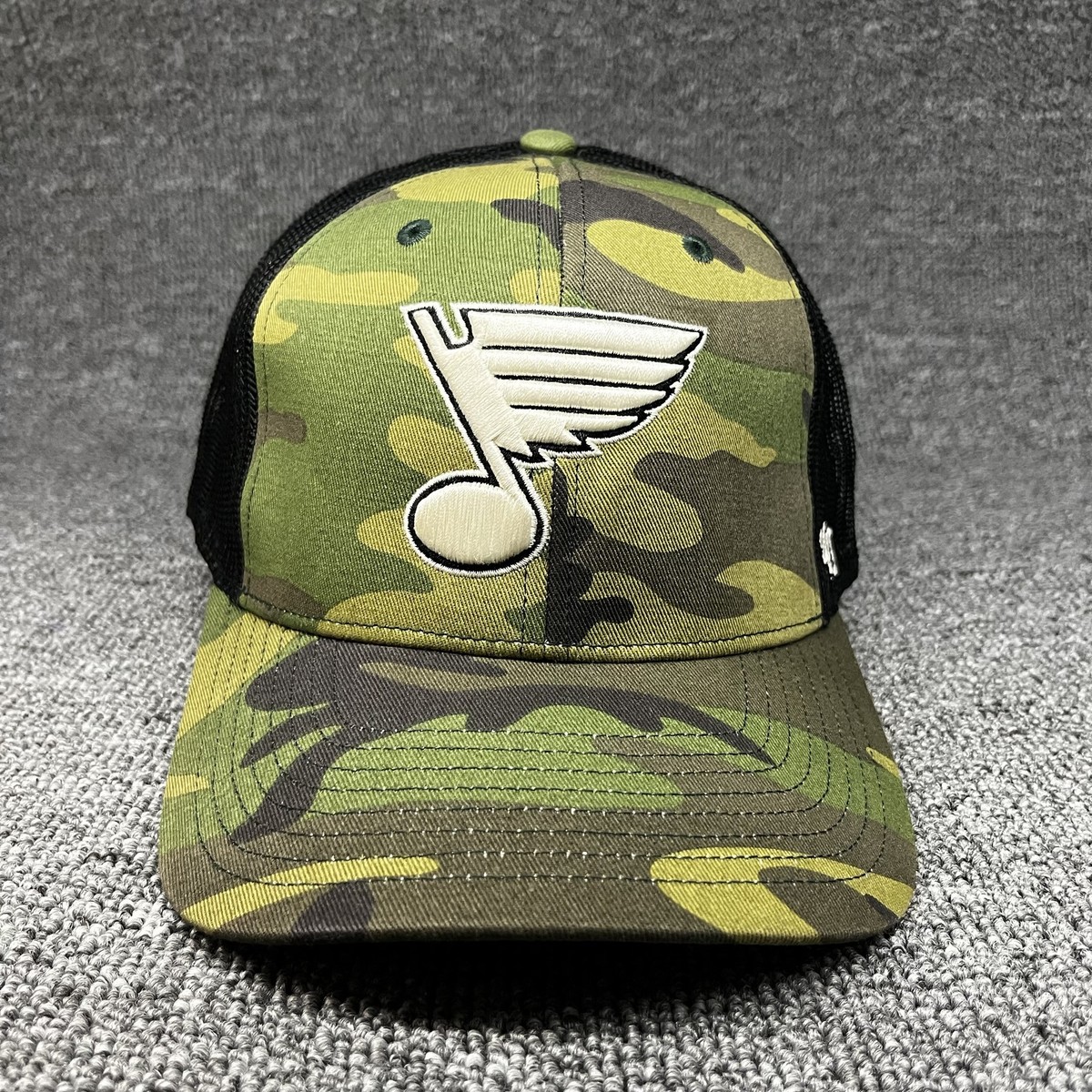 '47 St. Louis Blues NHL Camo Trucker Snapback Hat - Black Mesh Adjustable