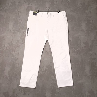 Marks & Spencer Chinos Trousers Mens W42 L31 Slim Fit White Flat Front