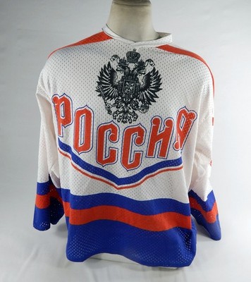 Russland Nationales Eishockeyteam POCCNR #15 Spielgetragenes Weißes Trikot 645