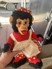 RARE Vintage Gund Rubber Faced Chimp Monkey Girl w Original Dress Apron 1971