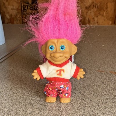 Troll-Kins Troll Doll Pink Hair Blue Eyes Removable Clothes 4in OSFT 98 Vintage