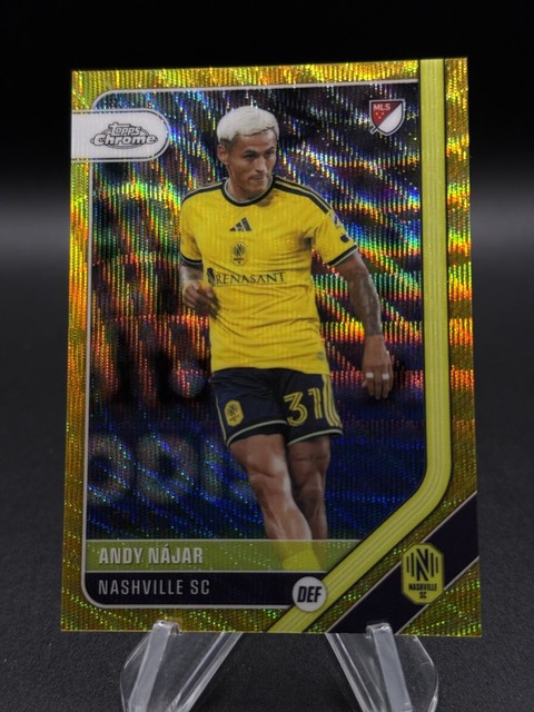 2020 Topps Chrome MLS ANDY NAJAR Gold Wave Refractor /50 #195 Nashville SC