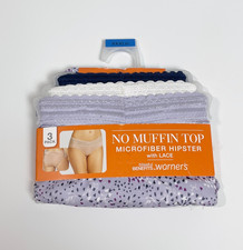 Warner's Blissful Benefits No Muffin Top Microfiber Hipster with Lace Size 10