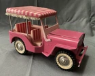 Tonka Vintage Tin Pink Jeep Toy Vehicle Striped Canopy “The Elvis Jeep”